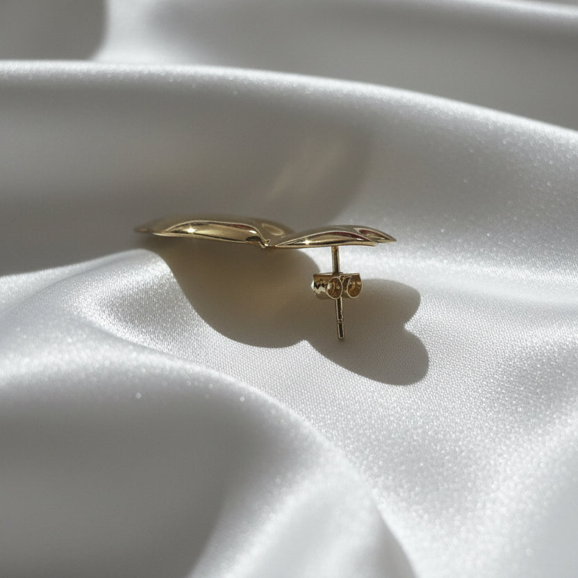 Golden Double Heart Stud Earrings - High-Polish Stainless Steel