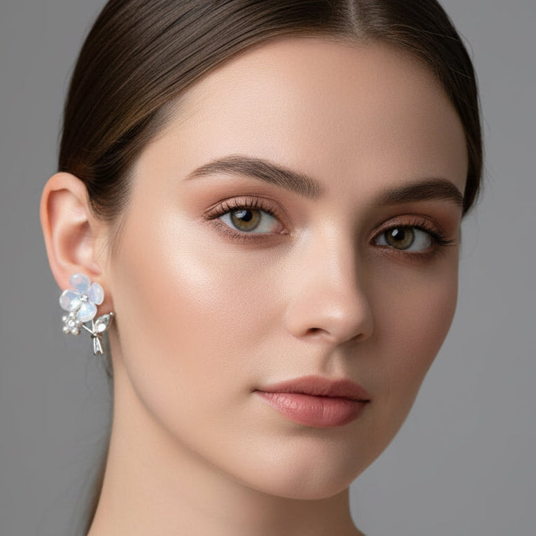 Ethereal Blossom Iridescent Flower Studs
