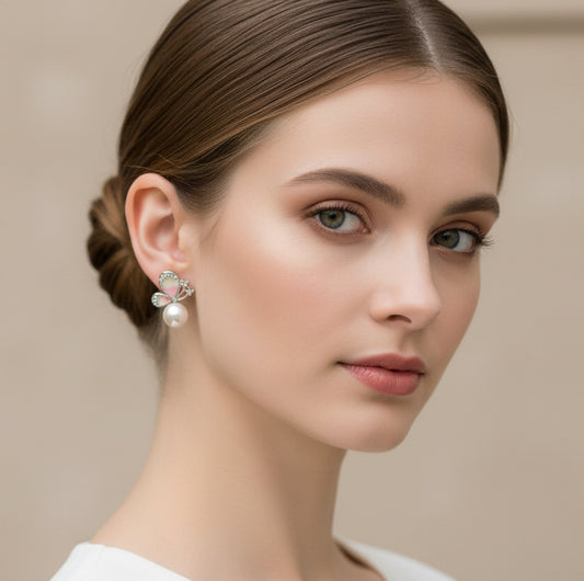 Shimmering Butterfly Pearl Stud Earrings – Enchanting Enamel Jewelry