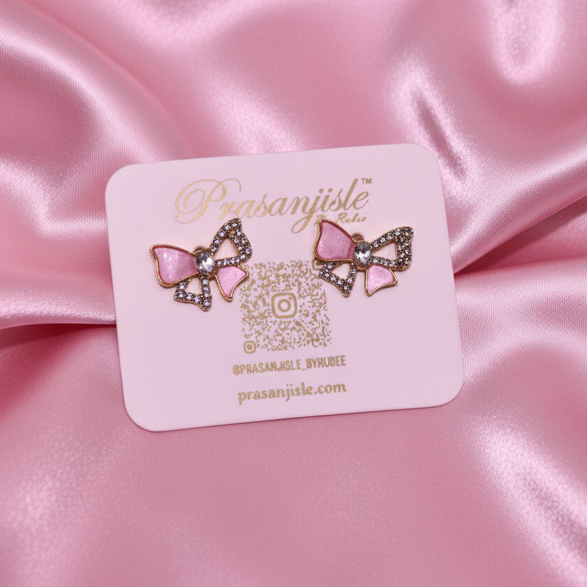 Crystal Bow Stud Earrings | Coquette Aesthetic Jewelry