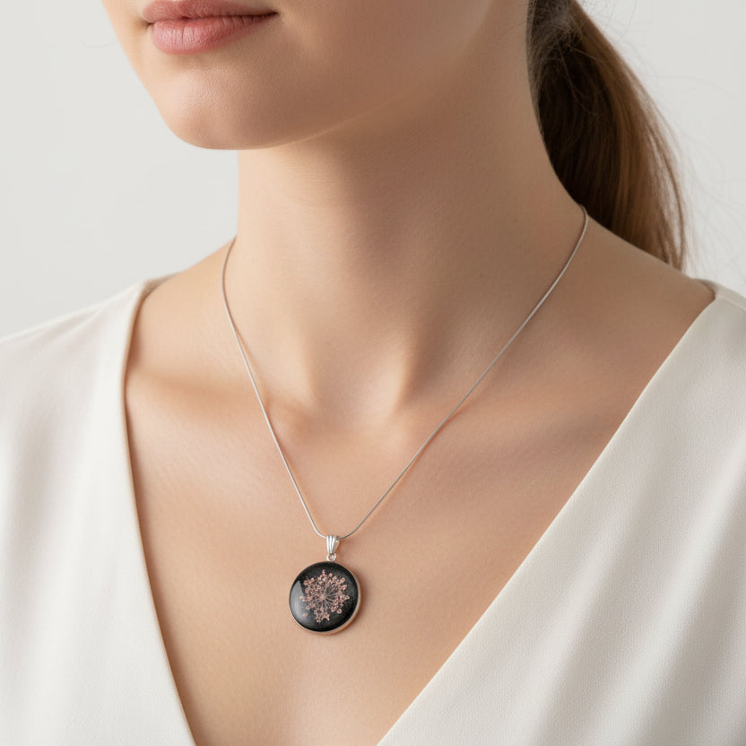 Real Pressed Queen Anne’s Lace Necklace