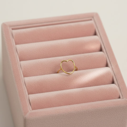 Adjustable Gold Heart Ring - New - One Size Fits All