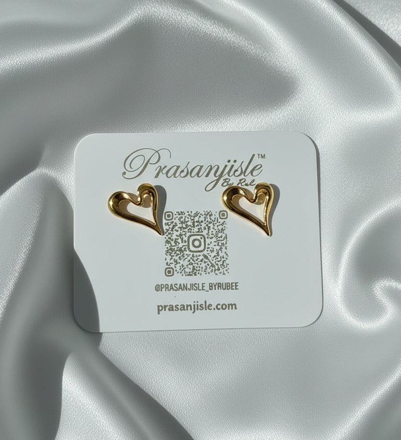 Delicate Open Heart Stud Earrings - Minimalist Gold-Tone Love