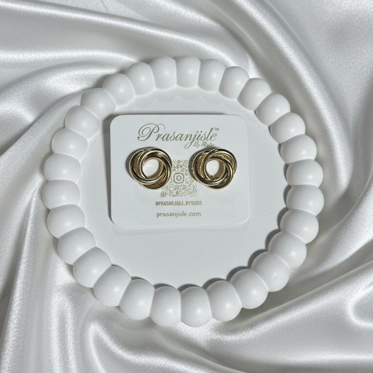 Timeless Trio: Interlocking Knot Stud Earrings in Gold & Silver Tone