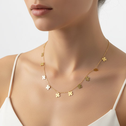 Golden Clover Meadow Necklace