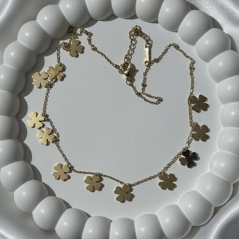 Golden Clover Meadow Necklace