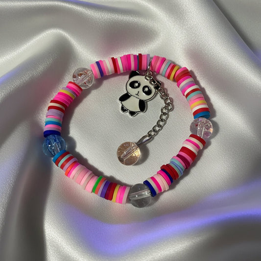Groovy Panda Charm Heishi Bead Bracelet | Y2K Aesthetic
