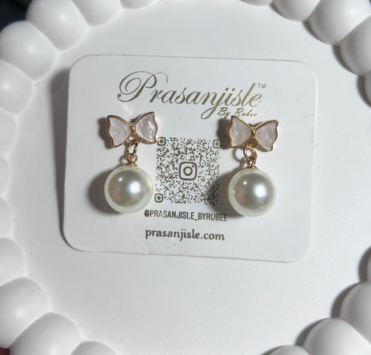 Elegant Bow & Faux Pearl Drop Earrings