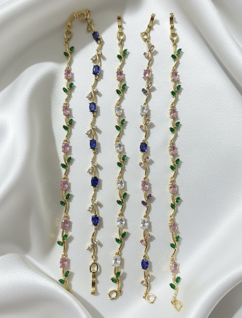 Enchanted Bracelet | Rose & Emerald Crystal Floral Jewelry