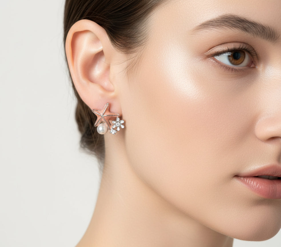 Adorable Pink Star, Floral & Rhinestone Cluster