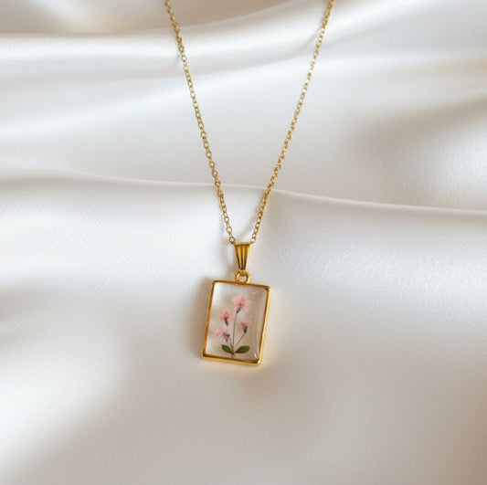 Eternal Springtime | Real Pressed Pink Flower Resin Pendant Necklace