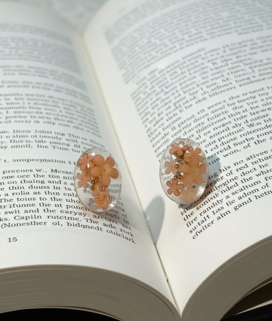 Dainty Peach Blossom Resin Stud Earrings