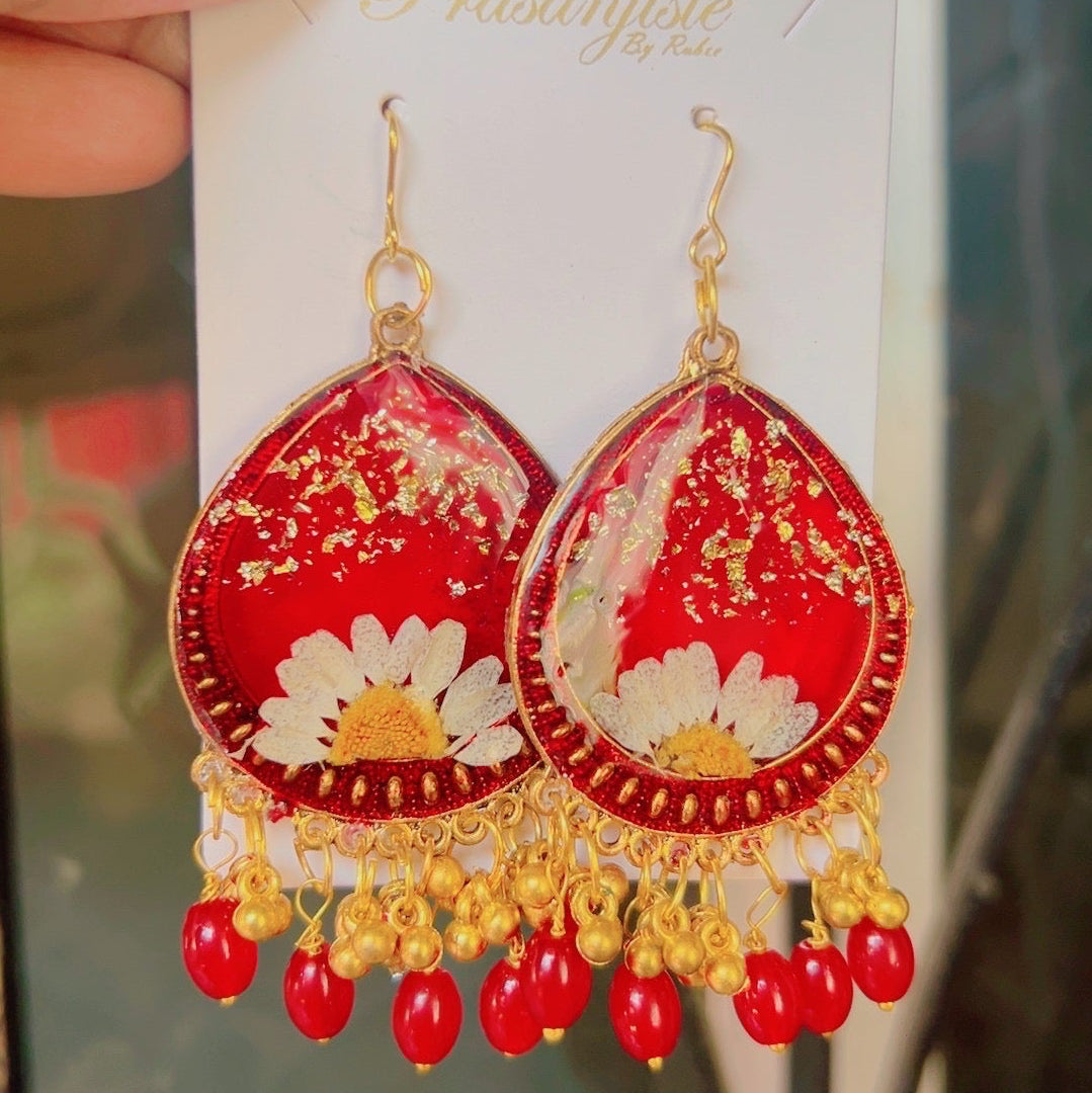 Resin red jhumka