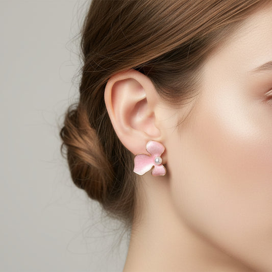 Pastel Pearl Inlay Enamel Studs (6 Colors)