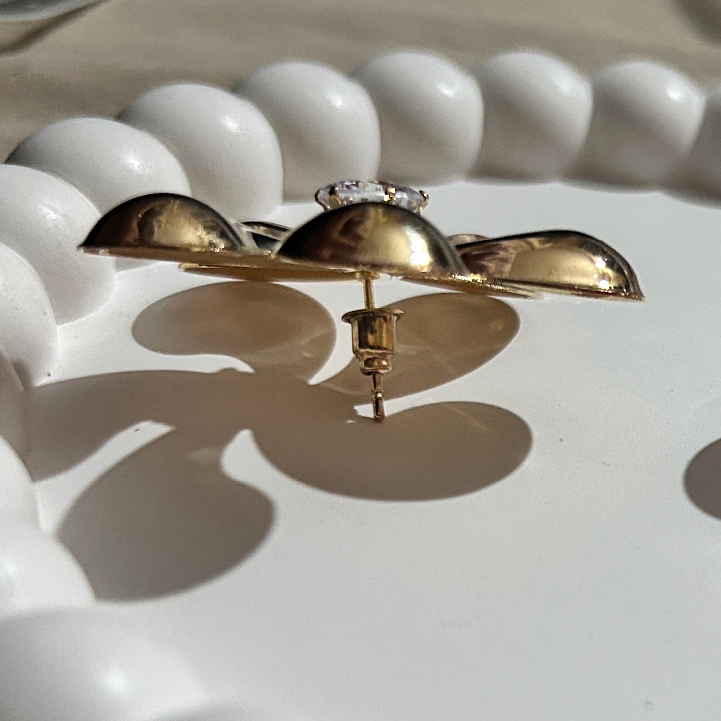 Gilded Bloom Crystal Stud Earrings