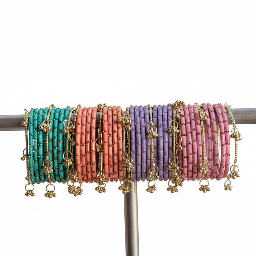 Pastel Charm Bangles Set (16 Soft Pastels + 8 Kashmiri )