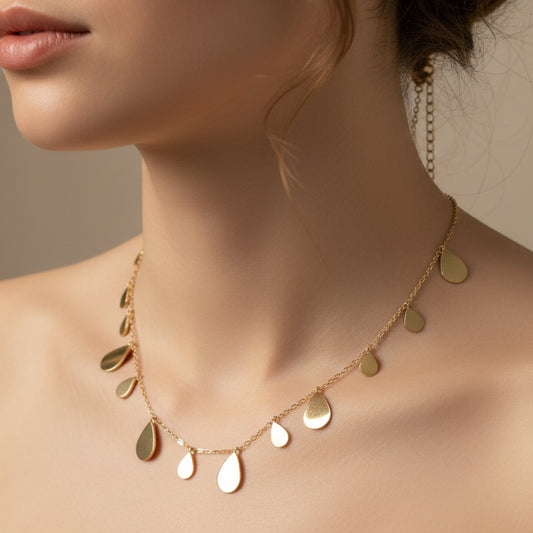 Ethereal Gold Raindrop Fringe Necklace