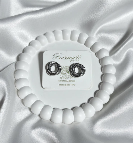 Timeless Trio: Interlocking Knot Stud Earrings in Gold & Silver Tone