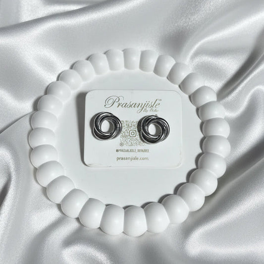 Timeless Trio: Interlocking Knot Stud Earrings in Gold & Silver Tone