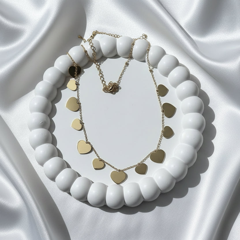 Golden Multi-Heart Charm Necklacel