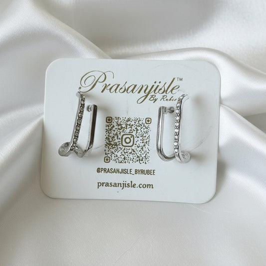 Crystal-Studded Geometric Hoop Earrings