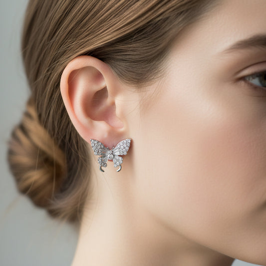 Elegant Crystal Butterfly Stud Earrings 🦋