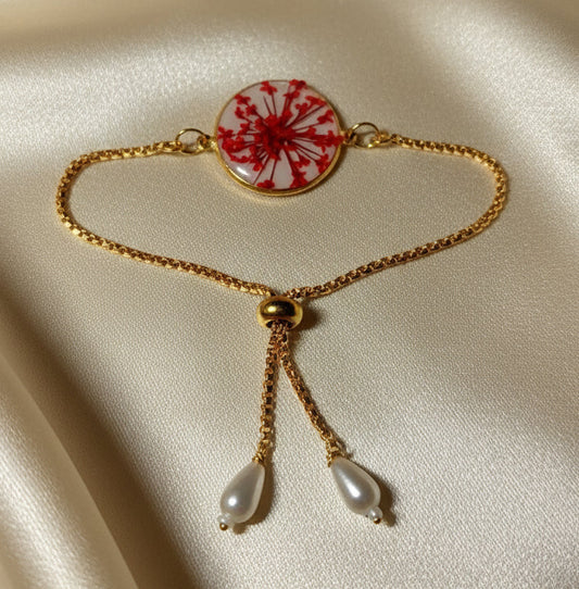 Handcrafted Pressed Flower Boho Bracelet - Real Bloom Resin Jewelry, Adjustable Fit