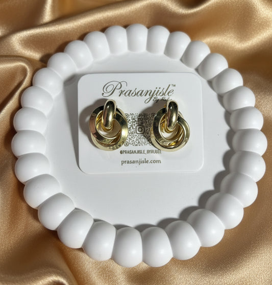 Chic Gold Interlocking Hoop Stud Earrings - Modern & Elegant