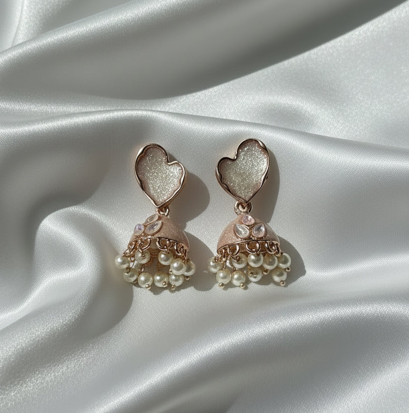 Traditional Kundan Enamel Pearl Jhumka