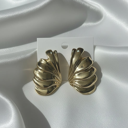 Golden Radiance Scalloped Statement Earrings
