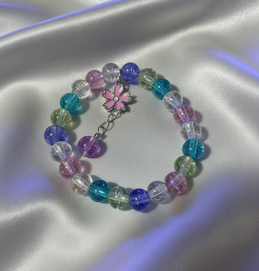 Vibrant Pastel Candy Bead Butterfly Charm Bracelet | Spring & Summer Jewelry