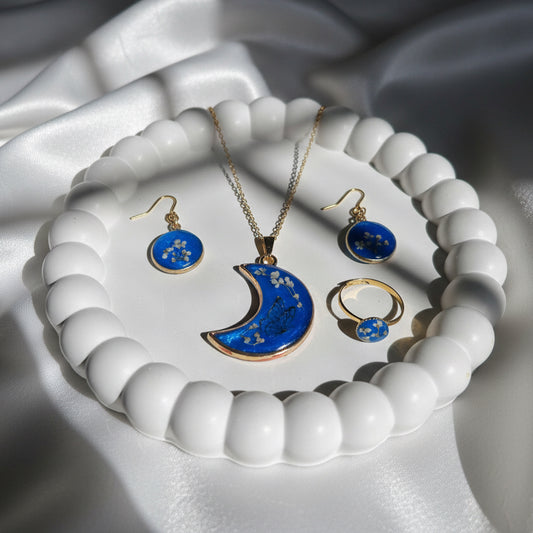 Celestial Blue Resin jewellery Set (3-Piece)