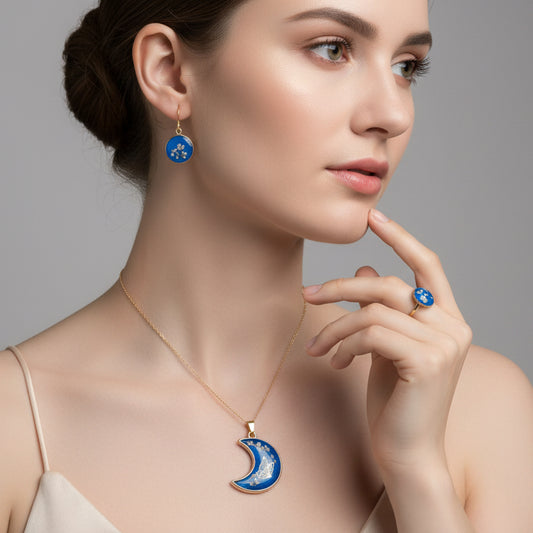 Celestial Blue Resin jewellery Set (3-Piece)