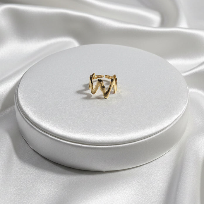 Molten Zig-Zag Statement Band | Minimalist Fluid Design Ring