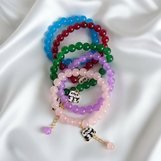 Cute Panda Charm Beaded Bracelet | Colorful Aesthetic Crystal Jewelry