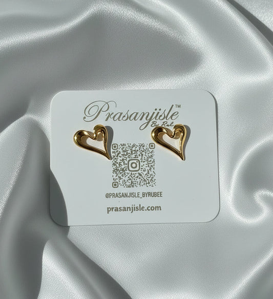 Delicate Open Heart Stud Earrings - Minimalist Gold-Tone Love