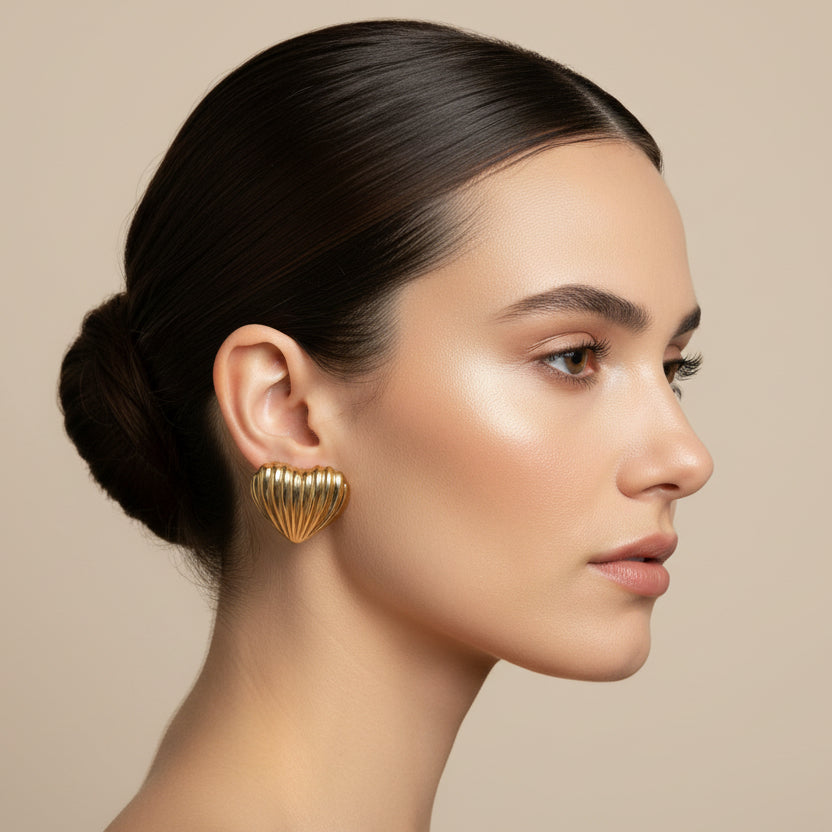 Gilded Scallop Shell Statement Studs