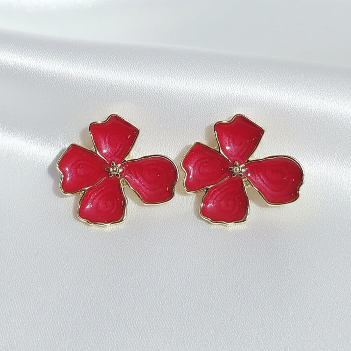 Enchanting Floral Enamel Stud Earrings