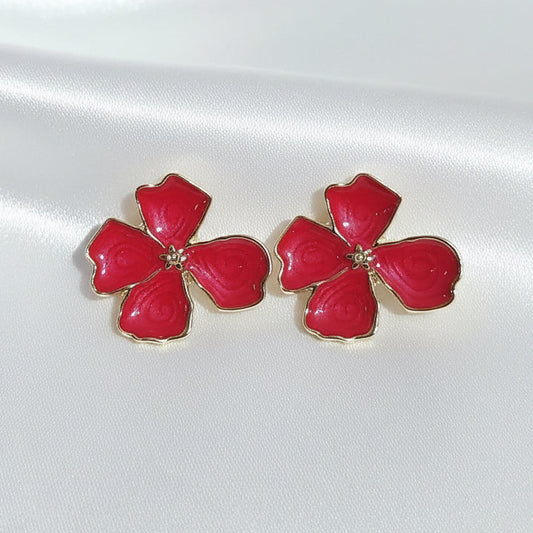 Enchanting Floral Enamel Stud Earrings