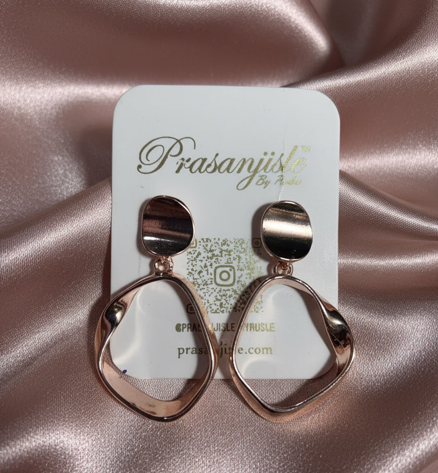 Rose Gold Abstract Drop Earrings – Prasanjisle
