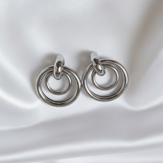 Chunky Gold Double Hoop Door Knocker Earrings