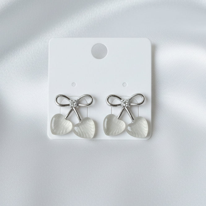 Bow & Heart Cherry Stud Earrings | Soft Girl