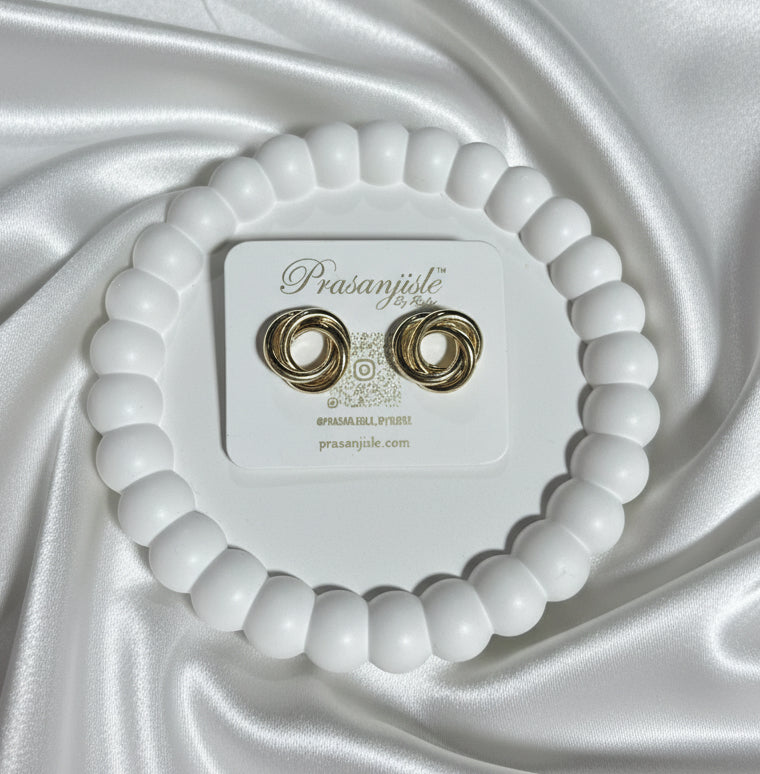 Timeless Trio: Interlocking Knot Stud Earrings in Gold & Silver Tone