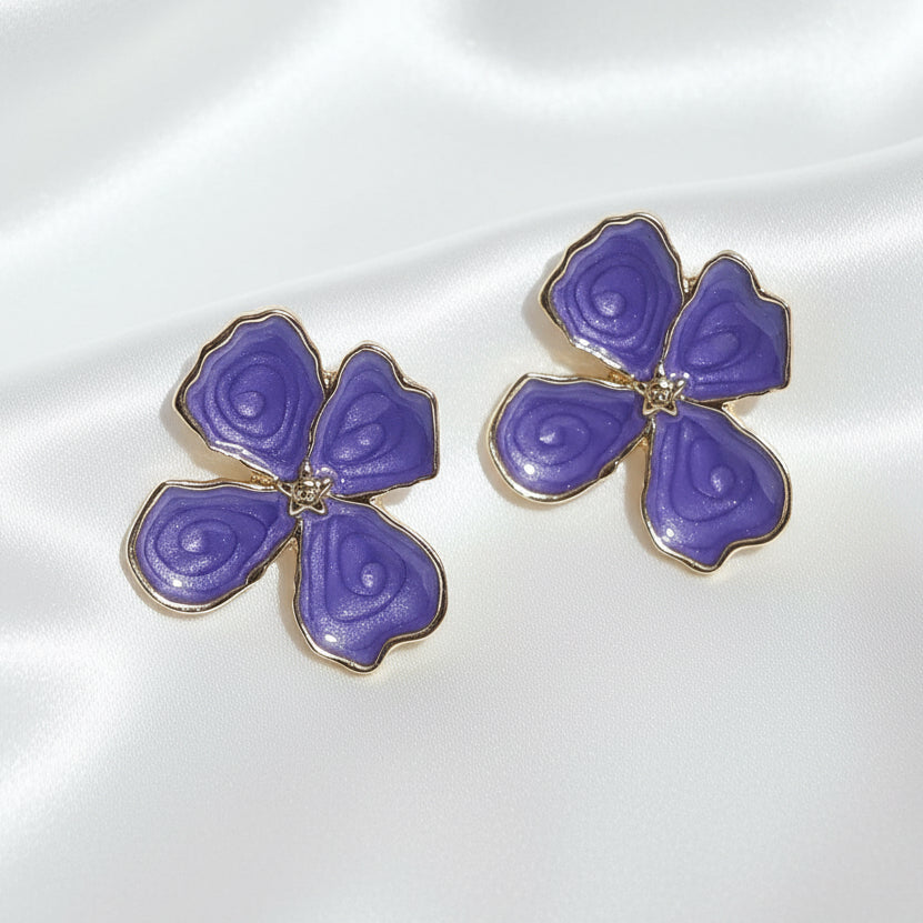 Enchanting Floral Enamel Stud Earrings