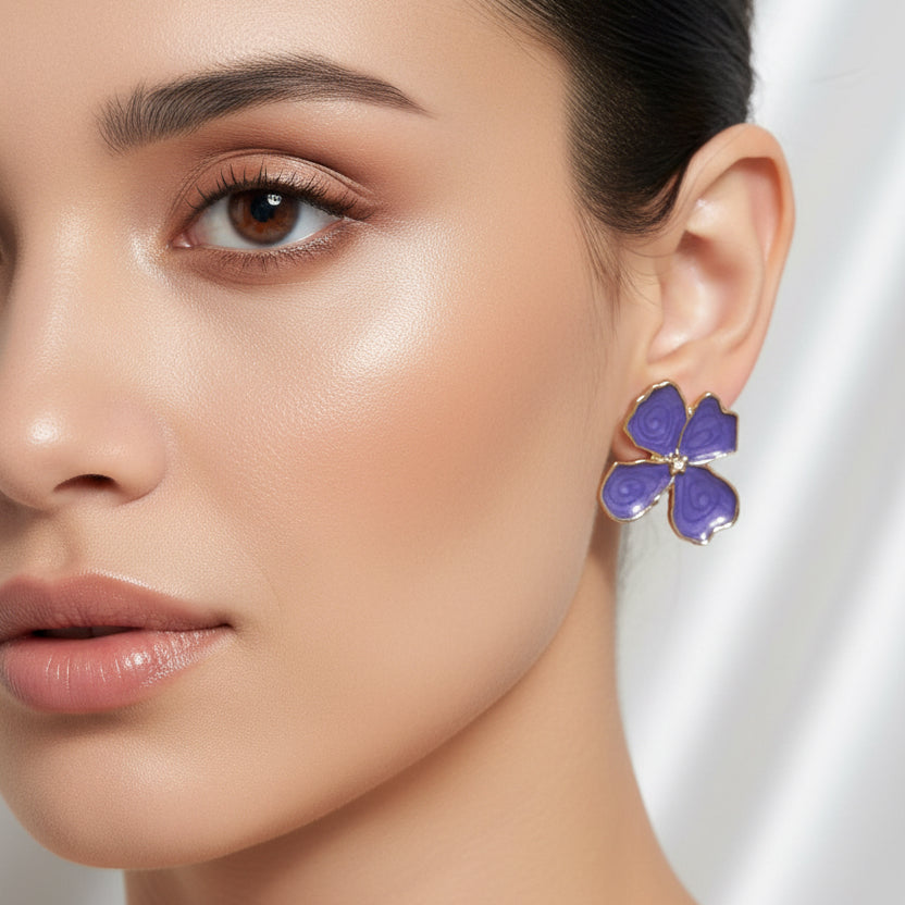 Enchanting Floral Enamel Stud Earrings