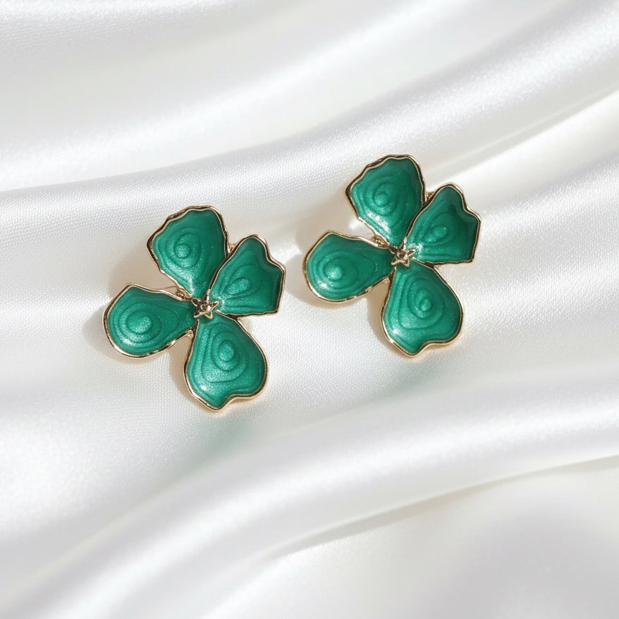 Enchanting Floral Enamel Stud Earrings