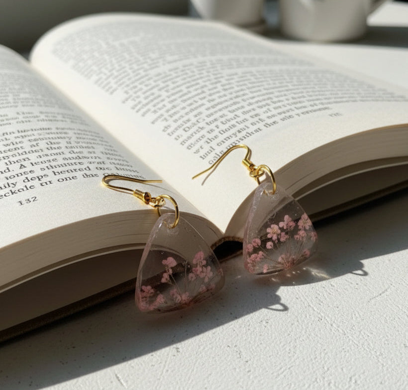 Enchanted Flora Dangle Earrings - Real Flower Resin Jewellery