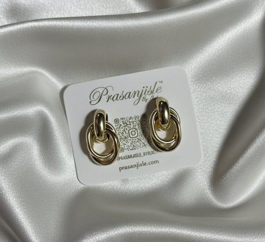 Trendy Chunky Knot Stud Earrings - Dual-Tone Metal Finish(set of 2)