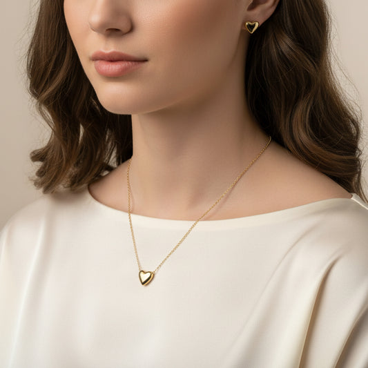 Eternal Heart Duo | Heart Necklace & Stud Earring Set