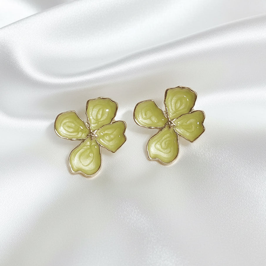 Enchanting Floral Enamel Stud Earrings